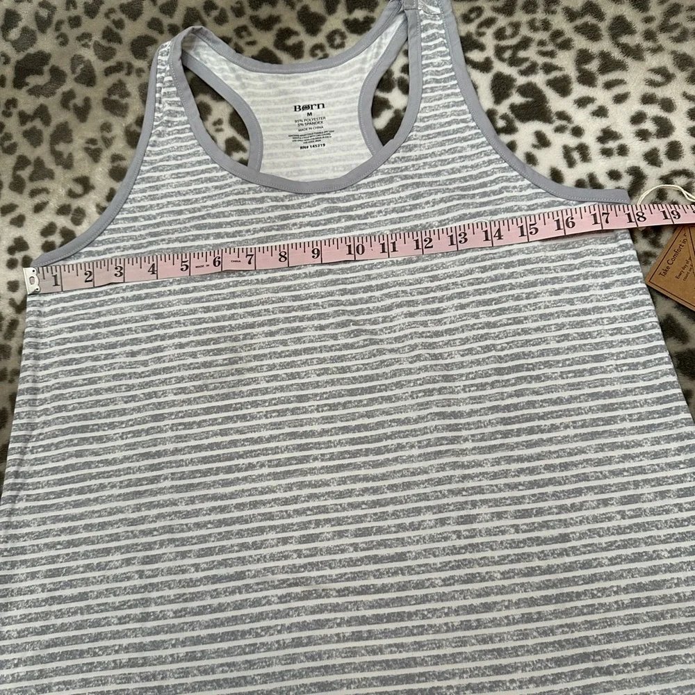 Born Sleepwear 2 Piece Super Soft Stripe Pajama Set Tank Shirts Gray Size Medium